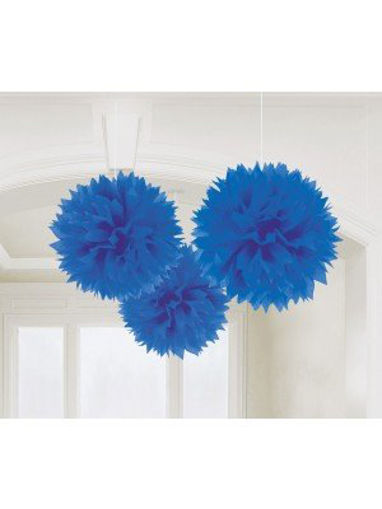 Picture of ROYAL BLUE PAPER FLUFFY DECORATION - 3PK